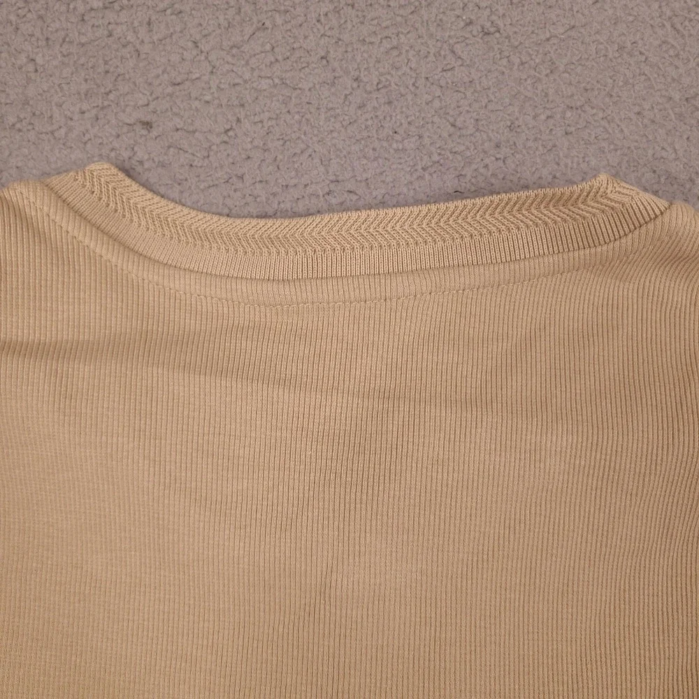 Banana Republic Henley Shirt Mens XL Brown Tan Khaki Ribbed Short Sleeve NWT